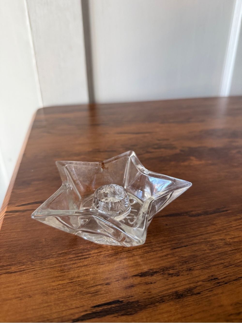 Glass Star Shaped Candle Holder - Clear